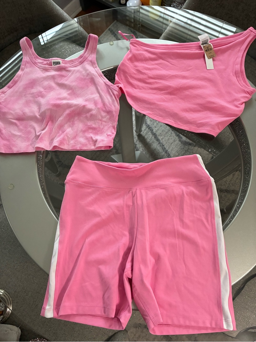 Pink Biker Shorts with Two Tops - Brand: PINK Victoria's Secret